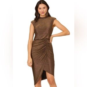 Liv Foster Metallic Asymmetrical Knit Dress In Black/Gold
